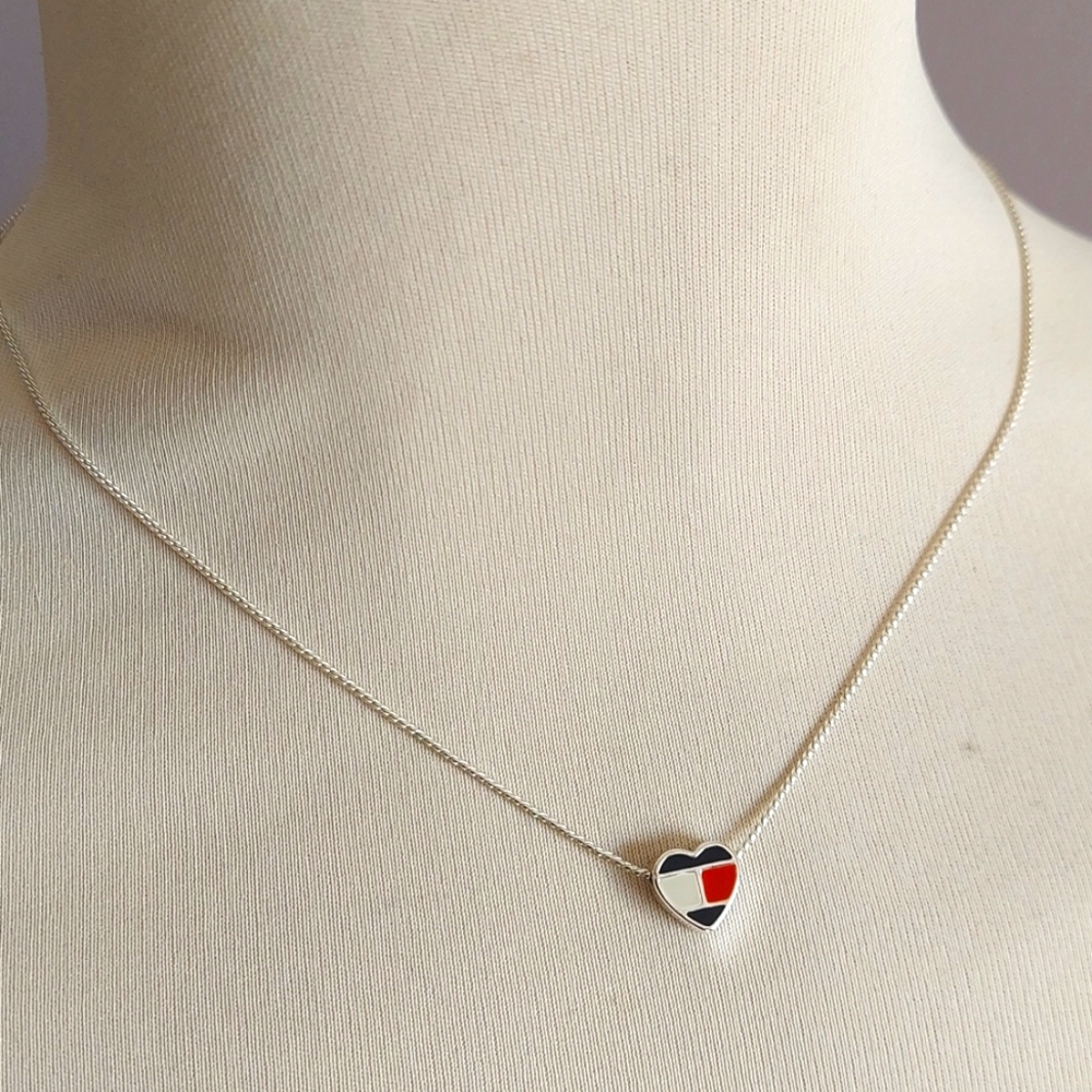 Tommy Hilfiger | Logo flag reversible heart necklace